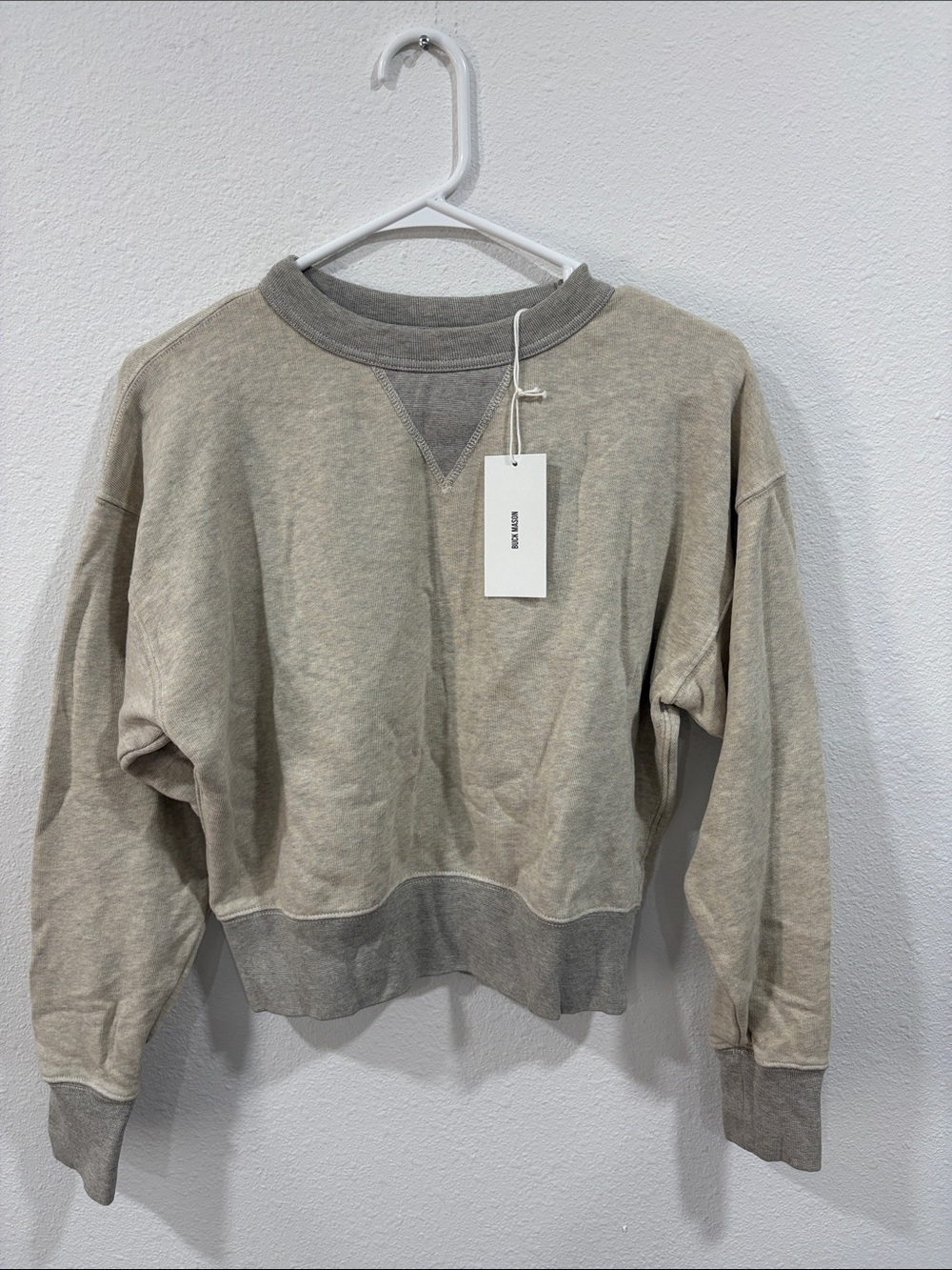 Buck Mason Women’s Vintage Interloop Oversized Crew Heather Grey Small $128